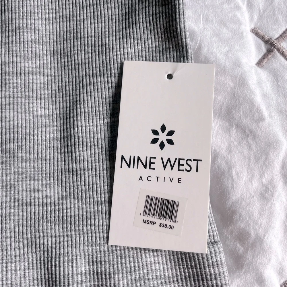Nine West Ribbed Active Crop Tank Top Women’s Gray Size L/XL